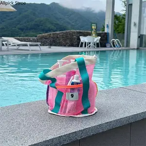 Foldable Mesh Beach Bag for Kids and Family, Sand-Free Beach Toy Storage Tote, Large Capacity Portable Backpack with Breathable Mesh Design, Lightweight Organizer for Beach Toys, Towels, Swimwear and Outdoor Essentials, Perfect for Beach Trips, Pool Days