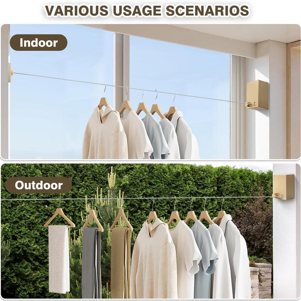 Stainless Steel Retractable Clothes Line, Wall Mounted Punch Free Invisible Retractable Clothes Line, Household Invisible Clothesline, Laundry Tools & Accessories for Home Hotel Dormitory