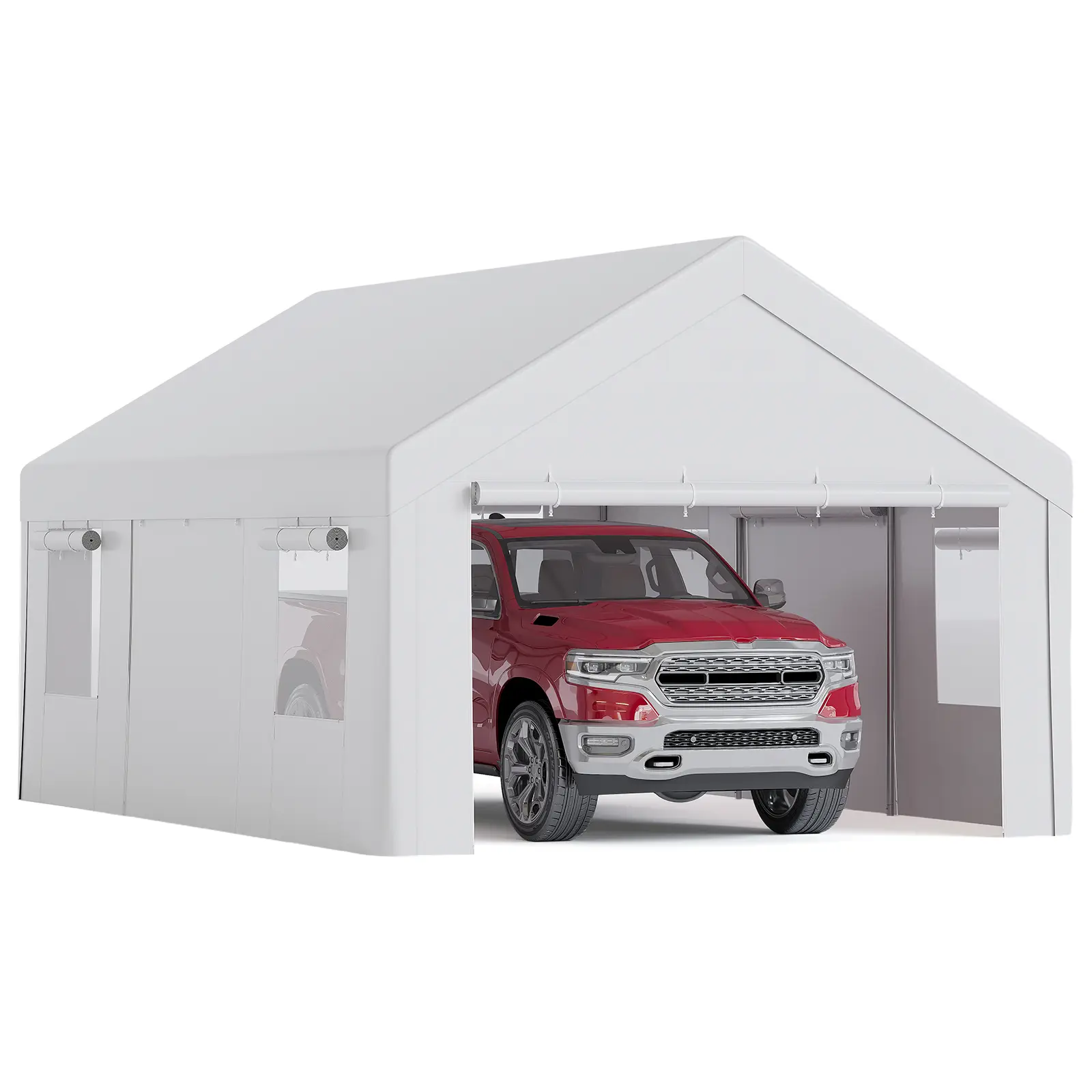 12x20 FT Heavy Duty Carport, Portable Vehicle Shelter Tent with 4 Roll Up Doors & 4 Vent Windows, Galvanized Steel Frame for Car, Trucks, Boats