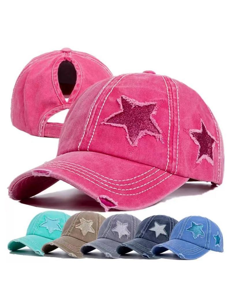 Star Decor Baseball Cap, Adjustable Sun Protection Hat for Men & Women, Casual Outdoor Sports Hat for Daily Wear