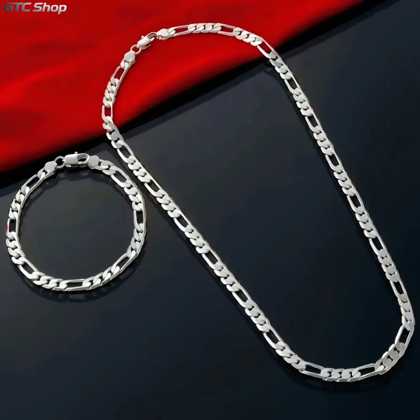 Elegant 925 Sterling Silvery 4mm Triple Figaro Cuban Link Chain Necklace - Hypoallergenic, Tarnish-Resistant, Ideal For Parties & Gifts, Versatile Accessory|Stylish Cuban Link|Durable Chain Design
