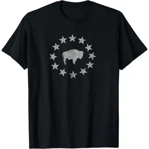 Men's Soft Cotton Short-Sleeve Round Neck T-Shirt - American Vintage Buffalo Silhouette Love Bison Design, Casual Streetwear Sports Natural Menswear Top, Shortsleeve, Tshirt