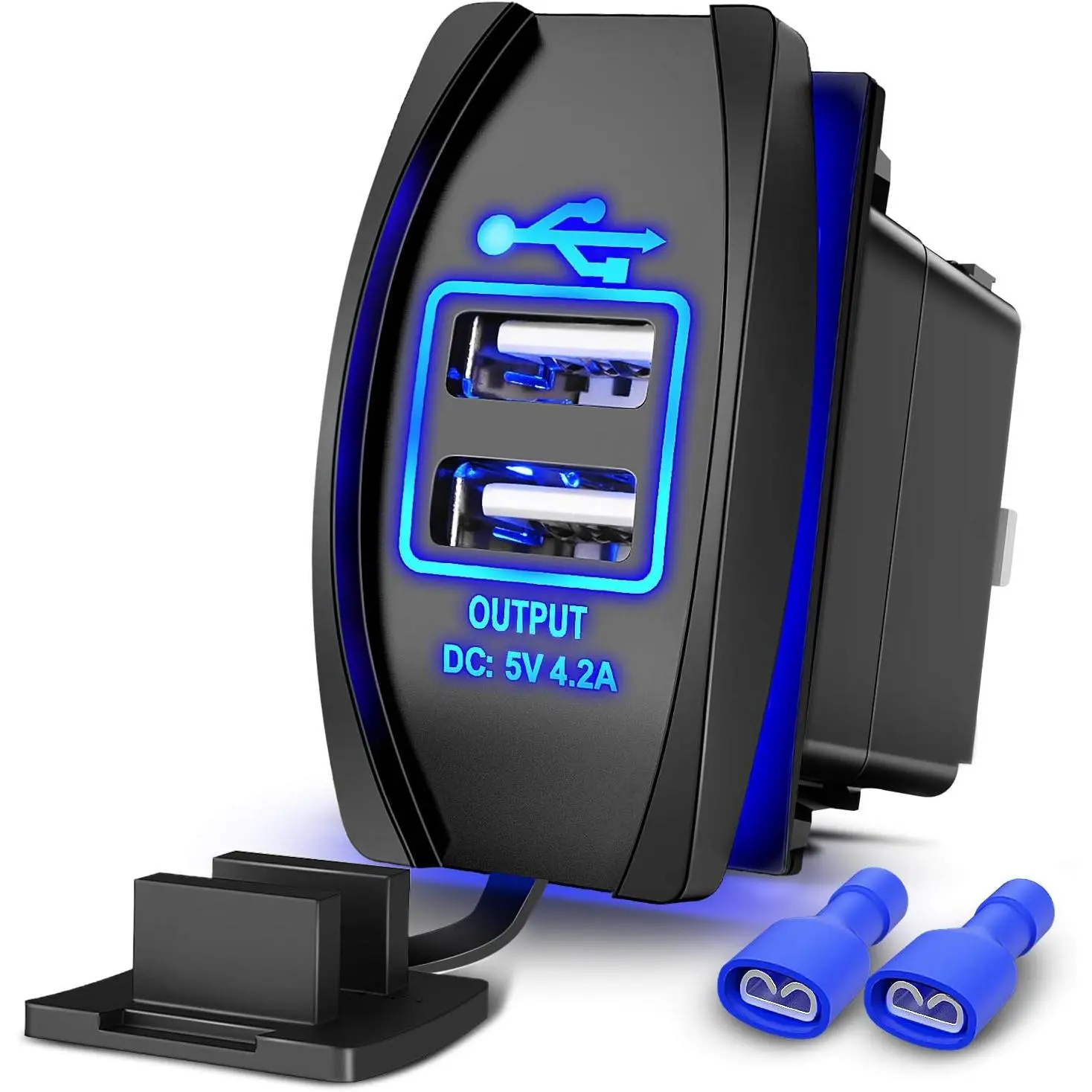 Nilight Dual USB Charger 4.2A Rocker Switch Style USB Charger 12V/24V Fast Charge Socket Waterproof Quick Charger for Cars Boats Trucks RVs
