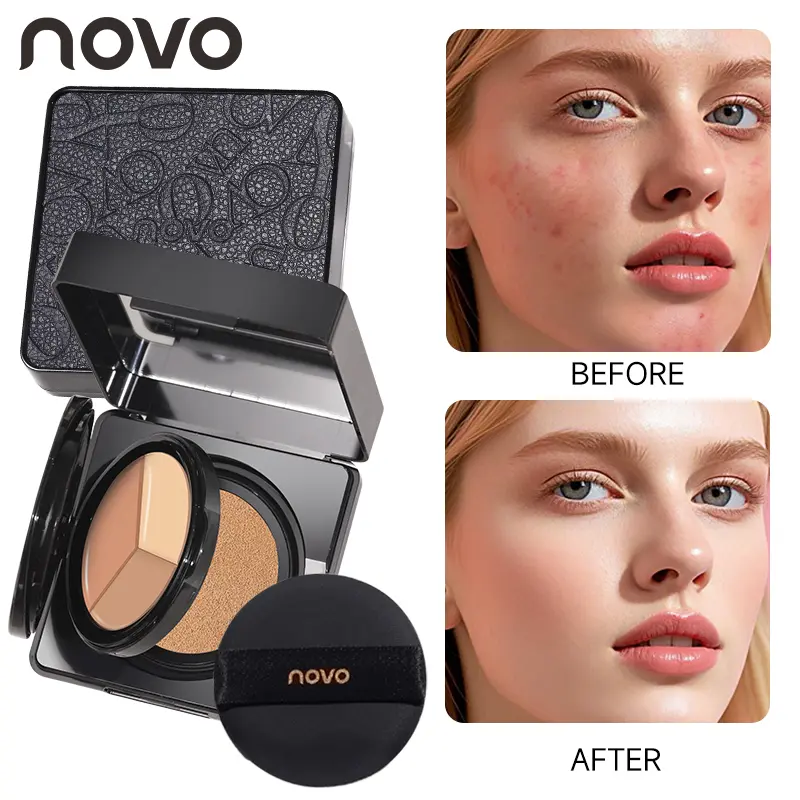 2-In-1 Air Cushion Bb Cream And Concealer Palette, Oil-Control Cc Cream, Oily Skin, Waterproof And Sweat-Proof, Long-Lasting Makeup Effect, 3d Honeycomb Structure, Covers Pores, Blemishes, Rich In Vitamin E, Suitable For All Skin Types