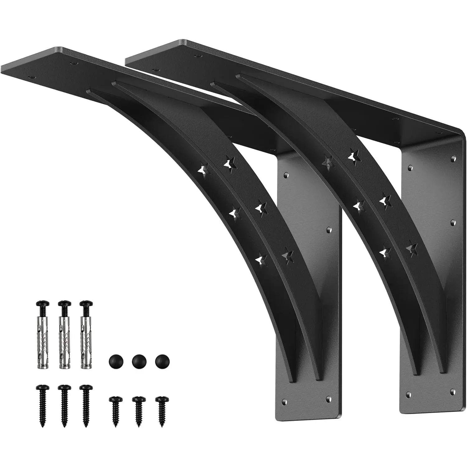 Heavy Duty Shelf Brackets,max Load 900 LBS, Alloy Metal Mantel Brackets , (Set of 2) Fireplace Mantel Brackets - Countertop Support Brackets (Matte Black, 16 inch x 12 inch)