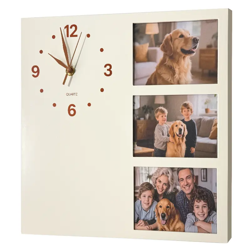 12-inch photo frame wall clock, 2D printed picture dial silent tick-free quartz clock, photo style decorative wall clock, suitable for living room and bedroom home decoration housewarming gift.