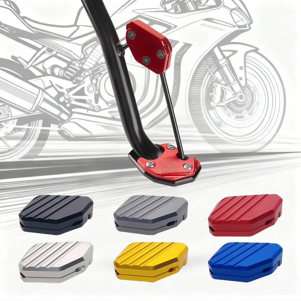 Motorcycle Side Stand Enlarger Pad for XMAX/300/250/125/400 Support Assist Block CNC Aluminum Alloy Side Stand Extension Motor Moped Accessory, Motorcycle Parts Bolt-On Upgrade Kickstand Base Enlarger Motorcycle Modify Part Black/Titanium/Red/Blue
