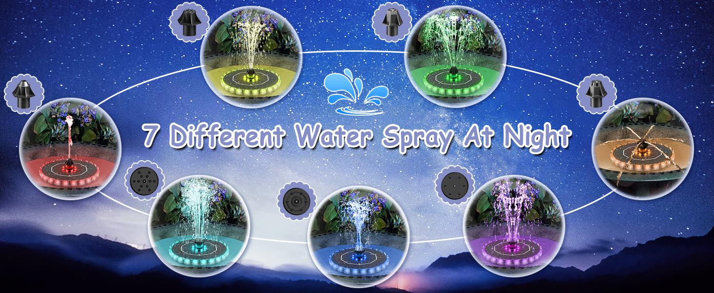 Solar Fountain Colorful Ring Lights, 2026 3.5W Solar Water Fountain with 2000mah Battery, Solar Fountain Pump for Bird Bath, Pond, Pool, Outdoor