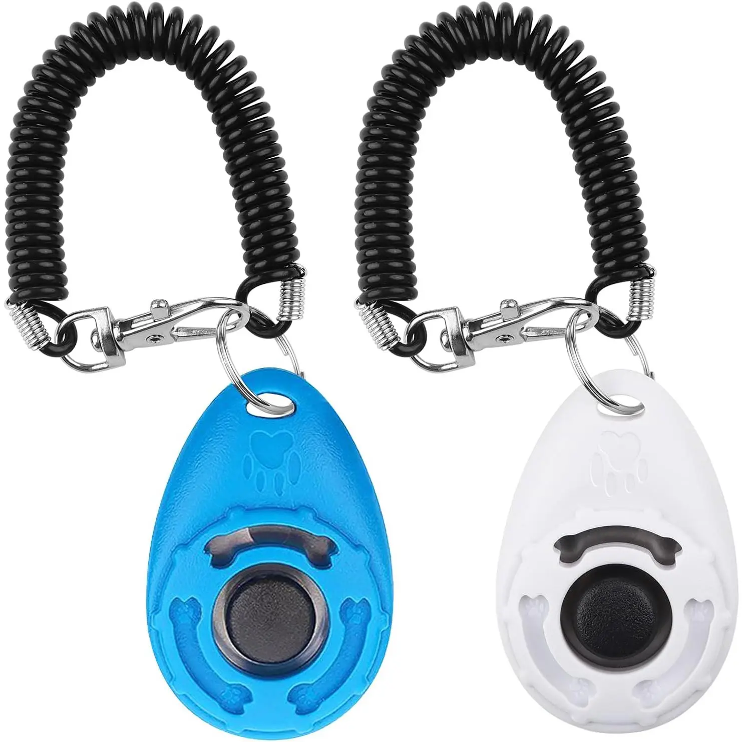 Dog training clickers, 2-piece set of dog training clickers, clickers with wrist strap for dog training, pet training clickers, ideal for behavioral training of dogs, cats, and puppies (blue and white)