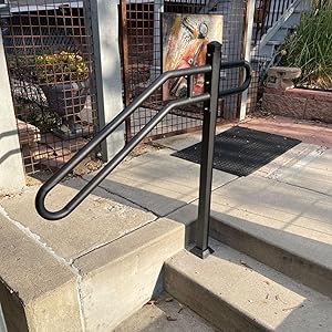 31.5"-9.5" L X 35.5" H Single Post Wrought Iron Handrails for 1-3 Steps, Railing for Steps, Handrail for Entrance, Porch (Black) 31.5"-9.5" L X 35.5" H Single Post Wrought Iron Handrails for 1-3 Steps, Railing for Steps, Handrail for Entrance, Porch (Black)