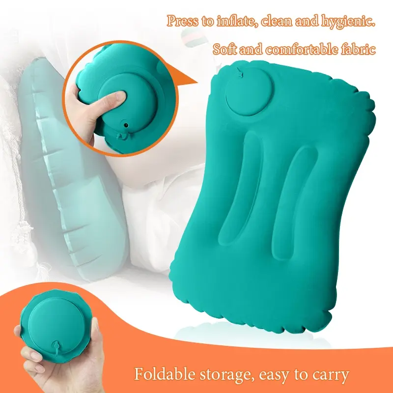 [Foldable Portable Pillow] Inflatable Pillow Press Type Inflatable Pillow Multifunction Foldable Portable Home Travel Work Camping