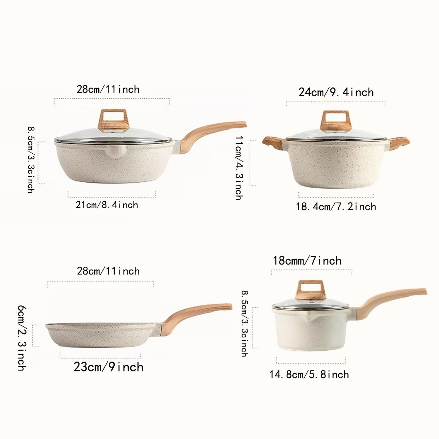Non-stick Cookware Set, 7 Counts/set Including Pan & Pot & Lid, Kitchen Cooking Utensils Set for Home Use