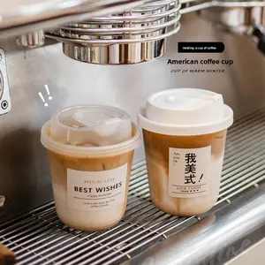 Disposable PET Clear Plastic Cups, 90mm U-Shaped Iced Coffee Cups for Milk Tea, Boba, Smoothies and Cold Drinks, Takeaway Beverage Cups for Home, Cafe and Restaurant Use