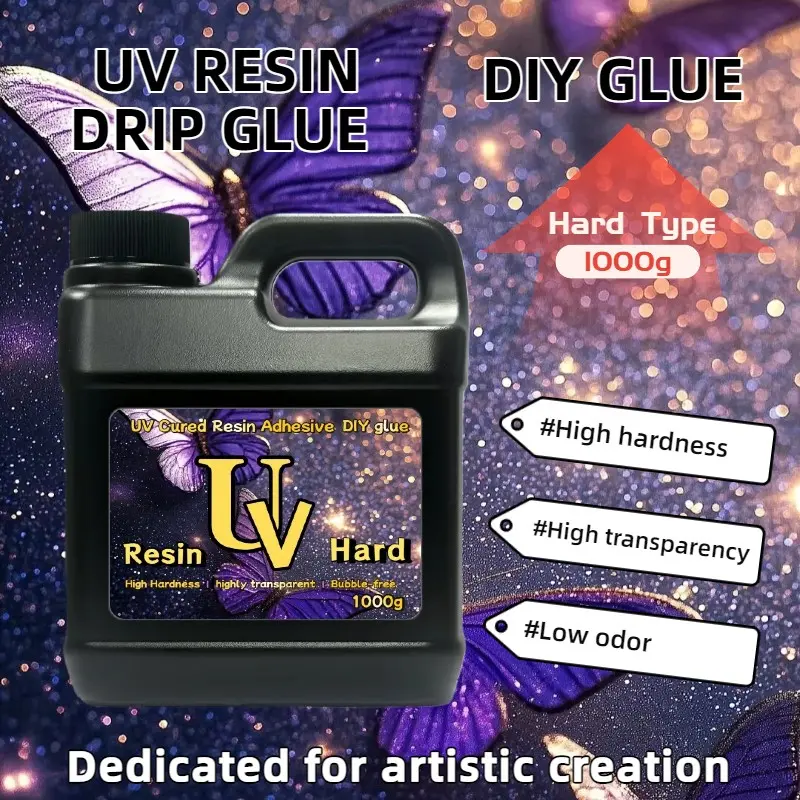 1000g Upgraded Resin Kit, Hard Transparent UV Cured Epoxy Resin, DIY Craft Material, Durable, Ideal for Creative Projects