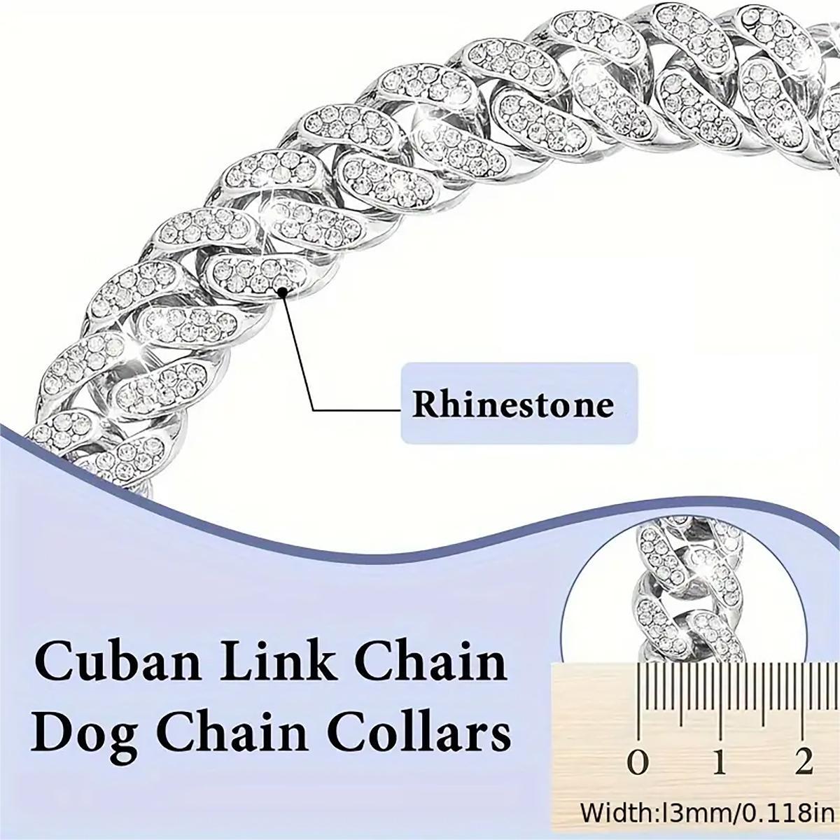 Rhinestone Decorated Dog Chain Collar, 1pc Dog Necklace, Pet Jewelry Accessories Suitable for Small, Medium, and Large Dogs and Cats