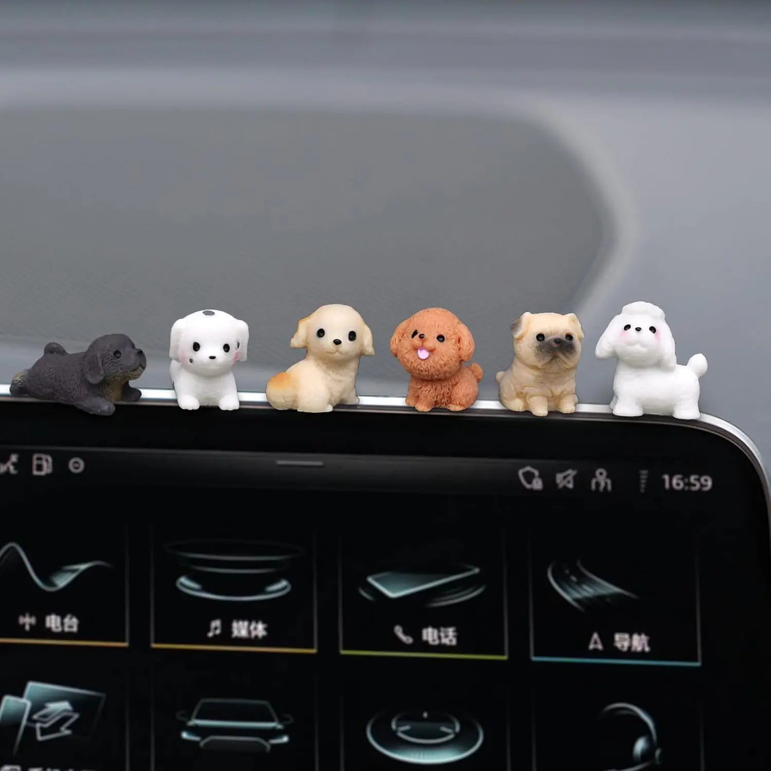 6 count Mini  Dashboard Decorations, Mini  Dogs for Cute  Accessories Interior, Rearview Mirror Ornaments Funny Gifts for Women