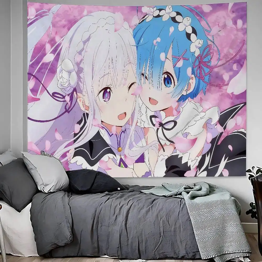 Re Zero Anime Printed Large Wall Tapestry Art Science Fiction Room Home Decor Decor Blanket