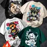 4-Pack American High Street Fashion Graffiti Bear Print T-Shirts, Men's Loose-Fit Casual Short Sleeve Tees, Multiple Colors, Versatile Tops