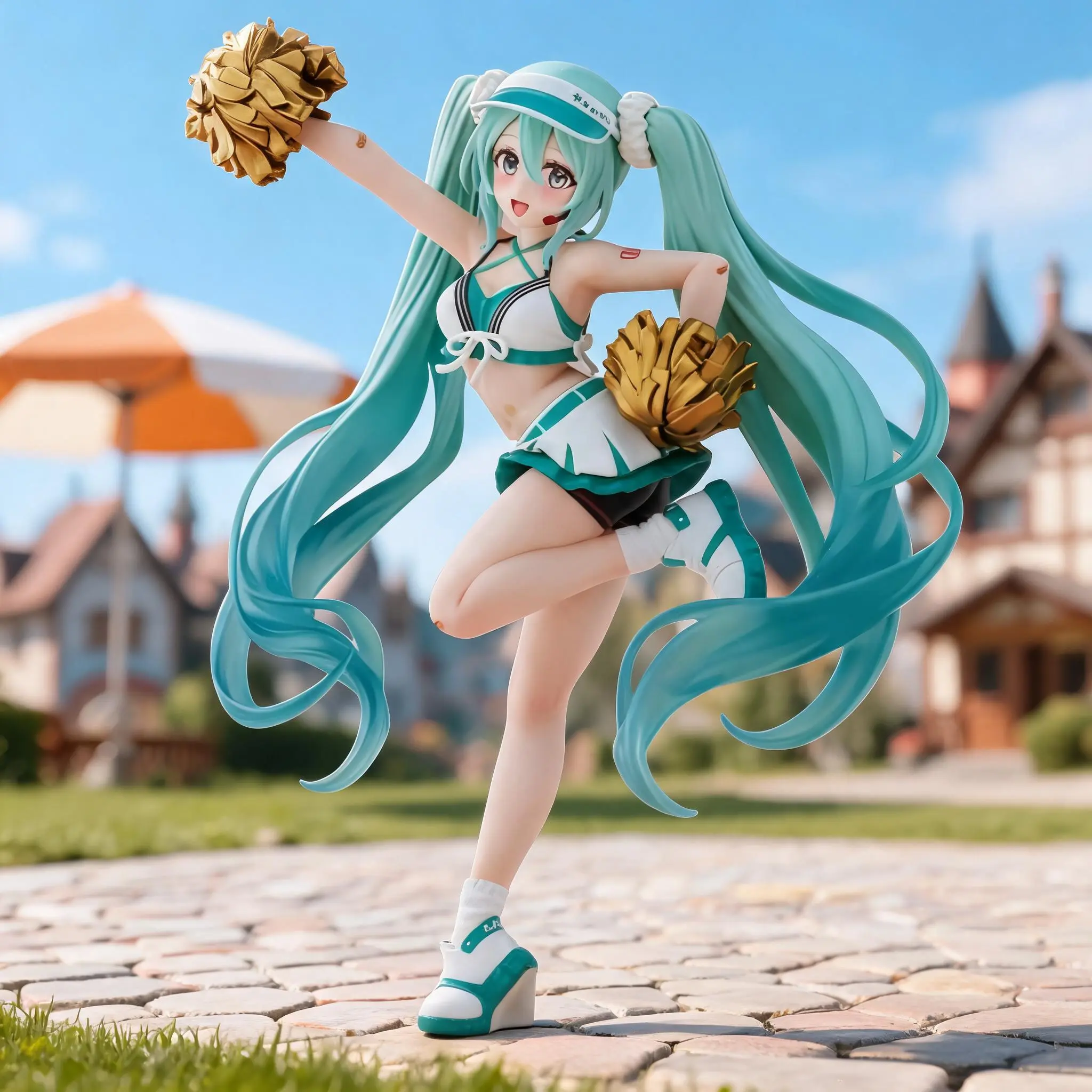 18cm Hatsune Miku Cheerleader Hat, Cute Anime PVC Figurine Action Figure Collectible Toy, PVC Collectibles, Perfect Gift for Fans & Collectors, Decoration Figure, Collectible Figurines