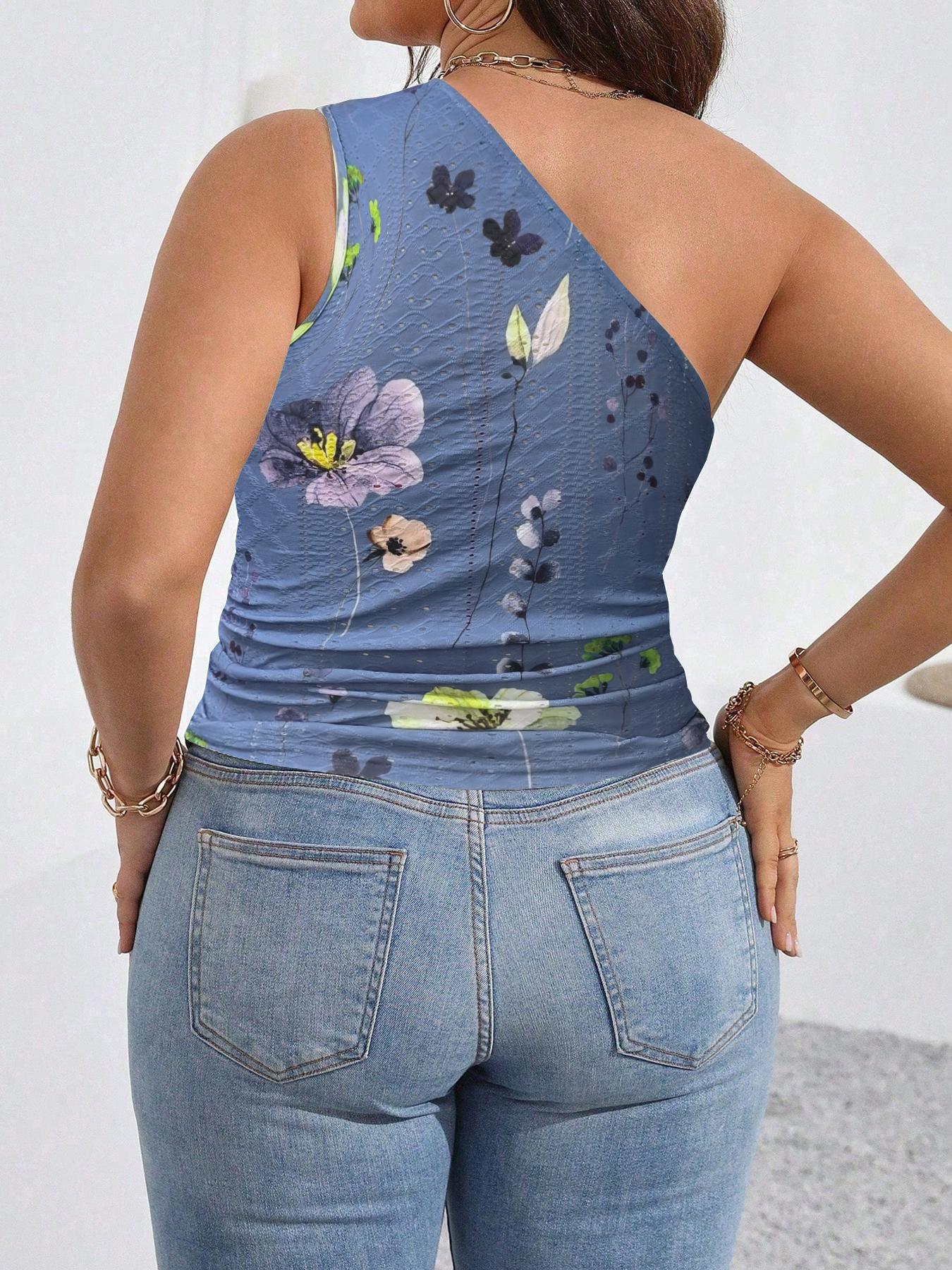 【Plus Size】 Floral Print Boho Bohemian Sleeveless Tank Top Casual for Daily Wear, Women Plus Clothing for All Seasons