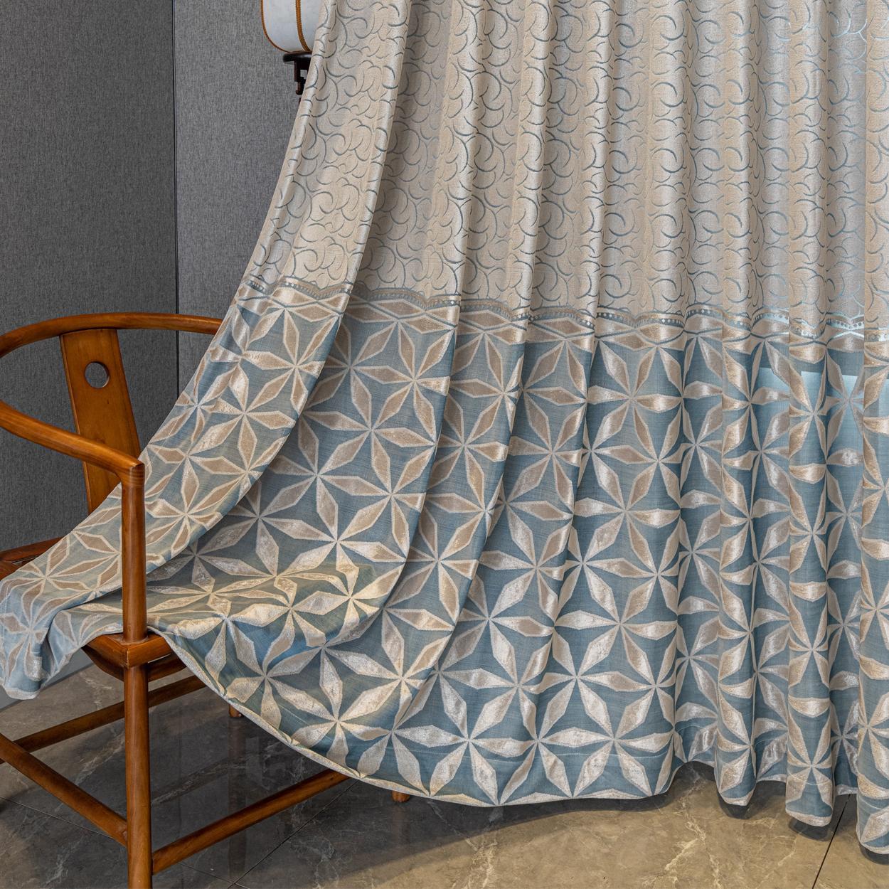 Geometric Pattern Window Curtain Panel, Easy Install Curtain, Modern Grommet Privacy Curtain for Living Room, Balcony, Bedroom and Restaurant, Home Decorative