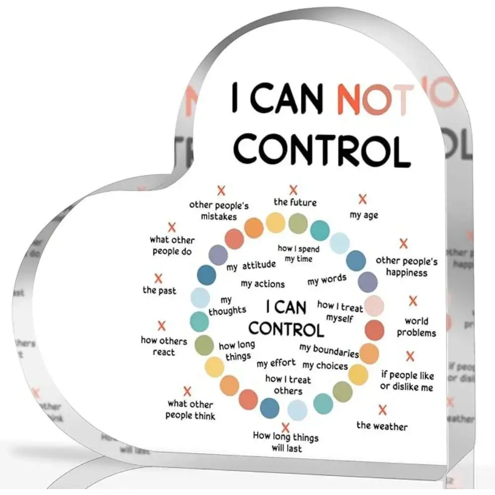Psychological health decoration, positive language for psychological therapy heart-shaped Acrylic Plaque Sign, school counselor signs, anxiety treatment signs, psychological health therapy gifts for social workers, classrooms, and school counselors