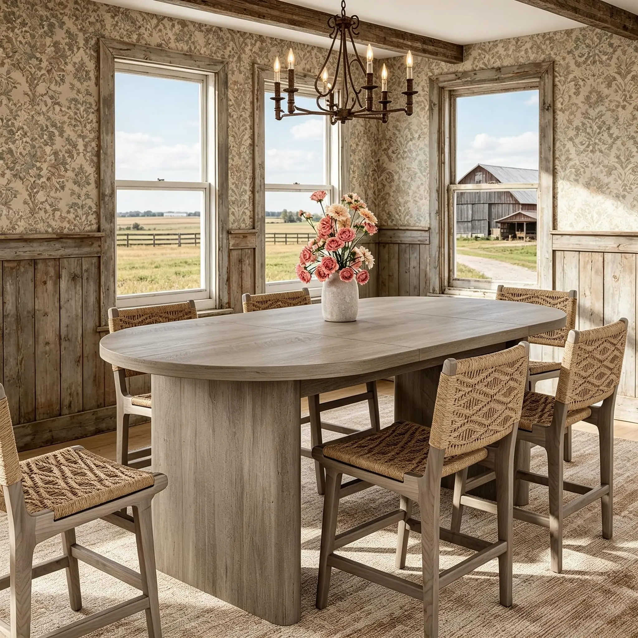 GARVEE 63.0" Oval Dining Table for 4-6 People, Heavy-Duty Farmhouse Kitchen Table Weighing 87 Lbs, Sturdy Build Ensuring Added Stability, Ideal for Daily Meals and Family Gatherings
