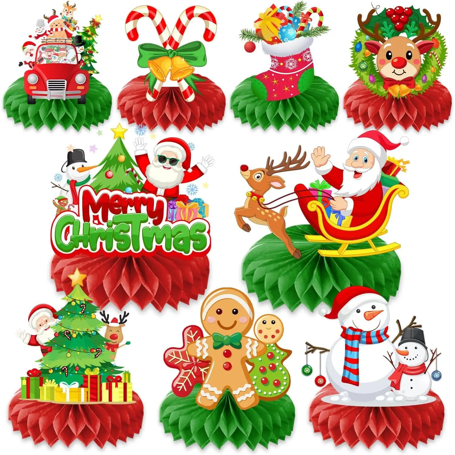 9 count Christmas  Centerpieces Themed Birthday Party Decorations Xmas Reindeer Snowman Centerpiece Table Decoration Party Favors Decor Supplies Gifts for Boys Girls Men Women TT