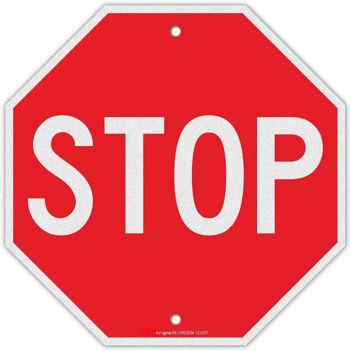 Modern 12x12 in Synthetic Reflective Stop Sign - 12 x 12 Inches Octagon Street Slow Sign, .040 Rust-Free, UV-Protected, Weather-Resistant, Durable Ink, Easy to Mount, 1 Pack