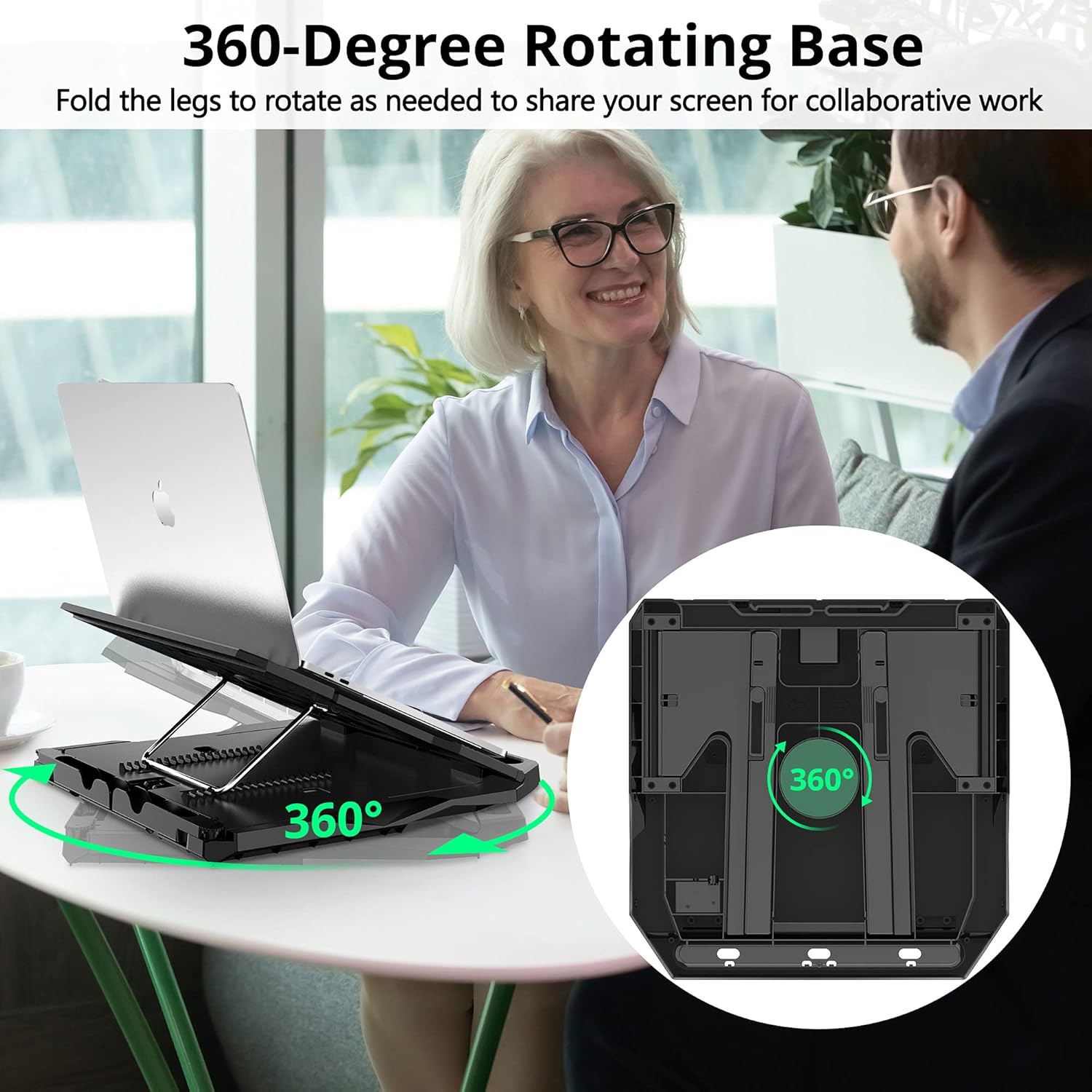 Laptop Stand, 20 Angles Two-Layer Height Adjustable Laptop Stands, Portable Laptop Riser with 360 Rotating Base Storage Space & Extra Phone Holders Compatible with 10''-17'' Laptops Black Laptop Stand, 20 Angles Two-Layer Height Adjustable Laptop Stands, Portable Laptop Riser with 360 Rotating Base Storage Space & Extra Phone Holders Compatible with 10''-17'' Laptops Black