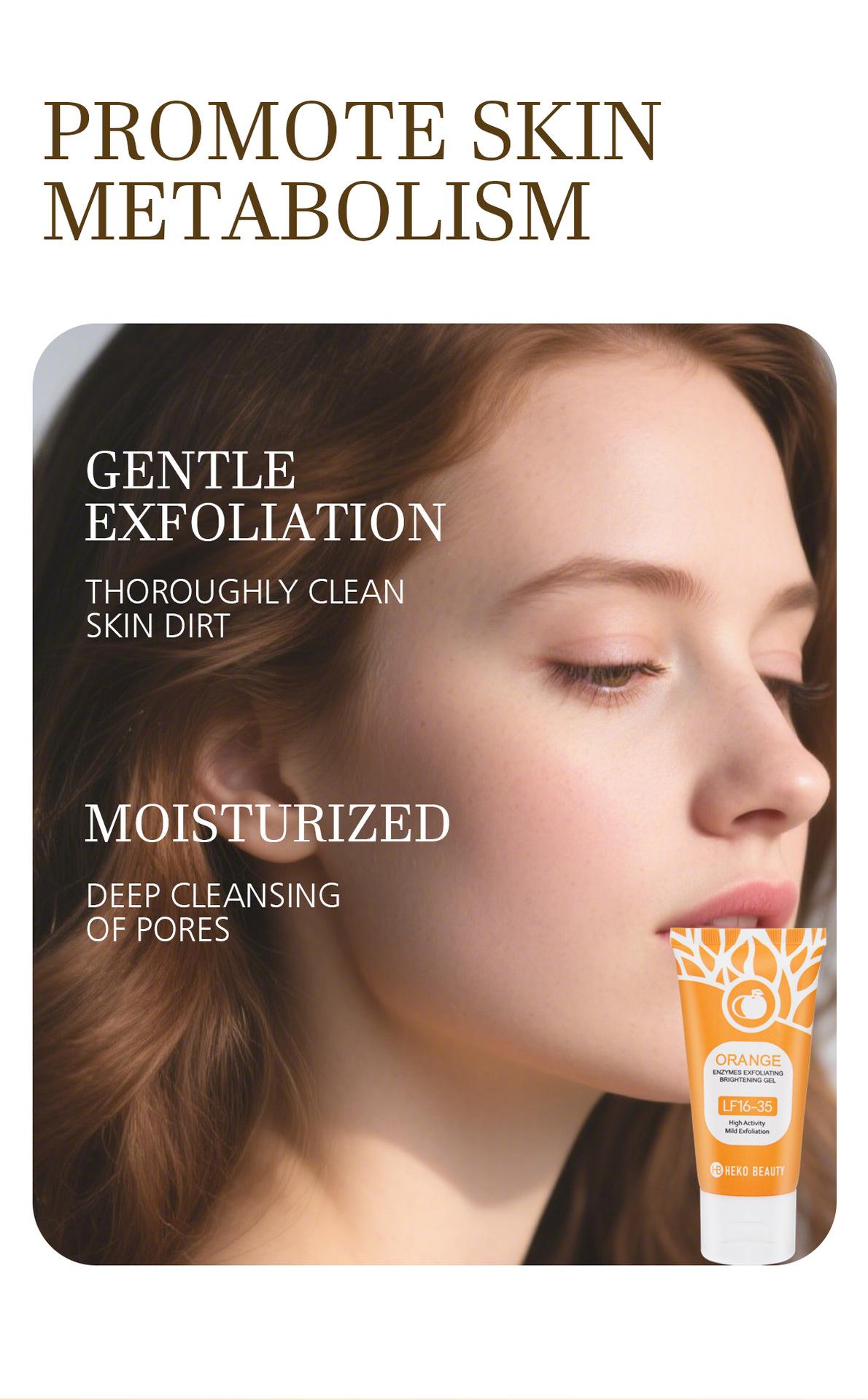 HEKO BEAUTY Exfoliating Gel Orange Brightening Facial Cleanser Deeply cleans pores and removes dead skin