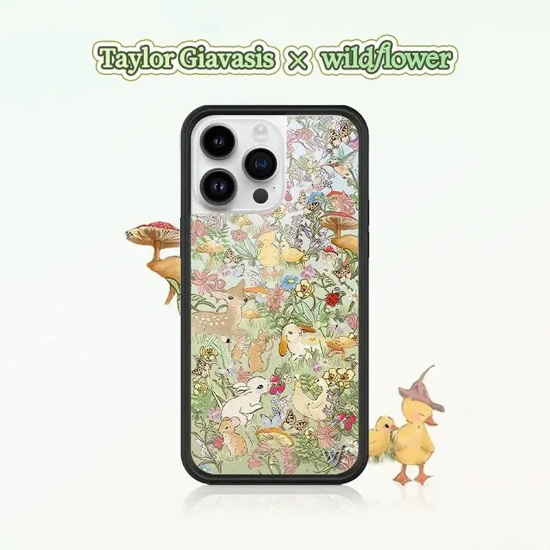 Wildflower 3D wild Grassland Deer Duck wf Phone Case for iPhone 16 15 14 13 12 Pro Max Plus 17 Pro Max Wildflower Cartoon Cover