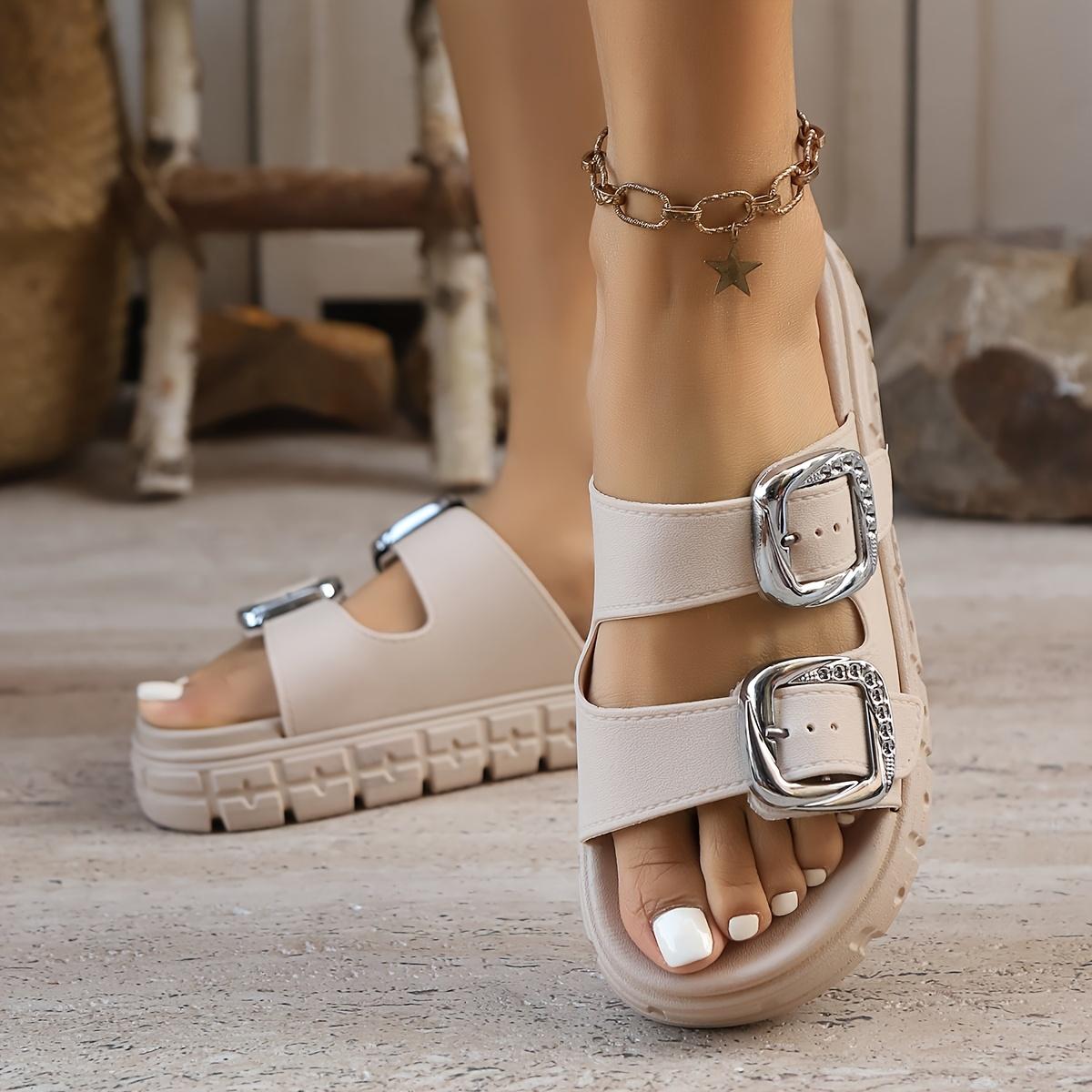 OFIREND Women's Bohemian Platform Sandals - Fashionable Wedge Shoes with Adjustable Buckle Foot Straps, Wide Thick Sole Slippers, Non-Slip TPR Sole, Cushioned Insole, Embellished Faux Cover for Summer Beach Vacation | Women's Shoe
