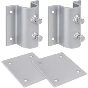 Heavy Duty Stationary Dock Side Leg Pipe Holder Sleeve Pole Bracket Hardware, Includes 2 Pipe Brackets, 2 Backer Plate and Carriage Bolts