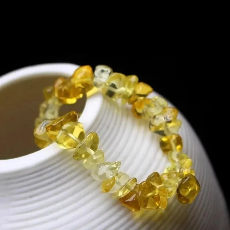 Exquisite Natural Citrines Gravel Stone Irregualr Crystal Elastic Bracelets Women Fashion Jewelry Women Yellow Crystal Jewelry