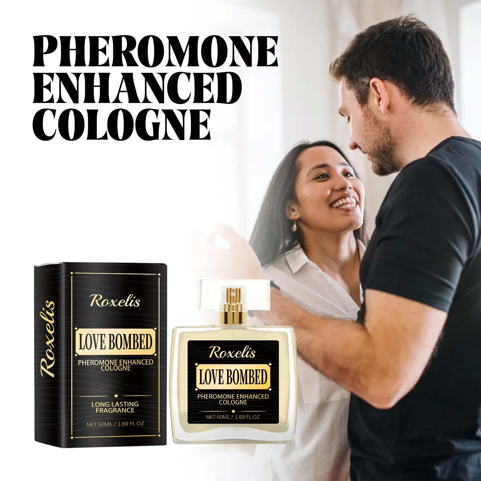 Roxelis Men's Liquid Fragrance - 50ML Portable Fresh Light Scent, Mild Non-Irritating Long-Lasting Perfume with Glycerin, Zanthoxylum & Pepper Seed Extracts, Ideal Birthday Gift for Him, Great for Dating, Liquid Men's Fragrance