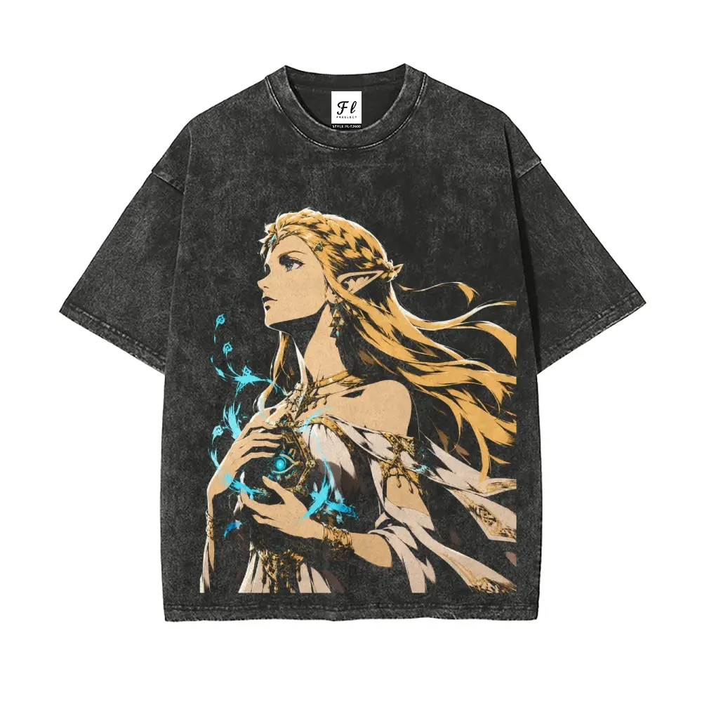 Men Women's Casual Graphic Tee Elf Princess Magical Portrait Vintage Anime T-Shirt Short Sleeve Fashion Clothing