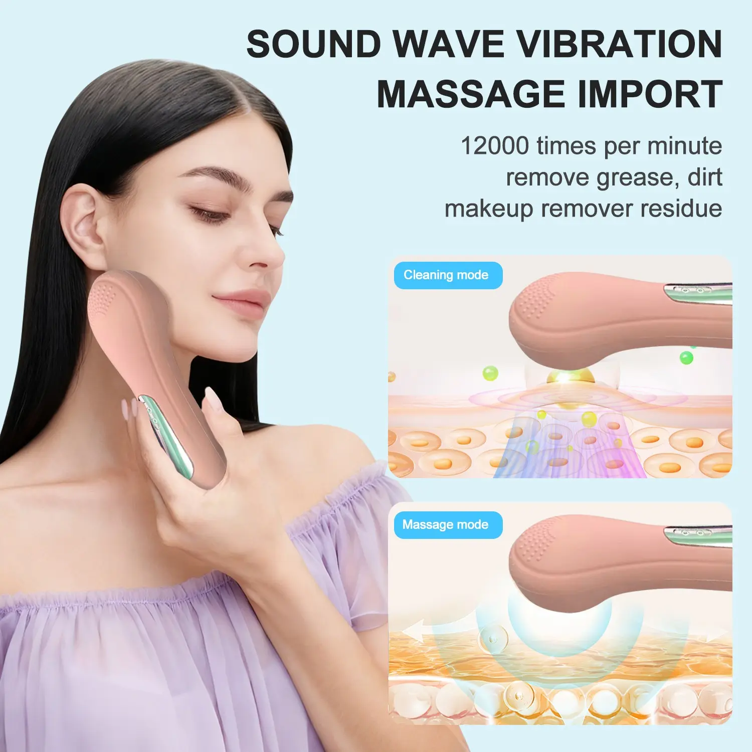 Silicone Face Brush, 2-In-1 Rechargeable Facial Brush, Magnetic Charging, Waterproof Electric Brush, 6 Adjustable Levels, Deep Clean, Exfoliate, Massage