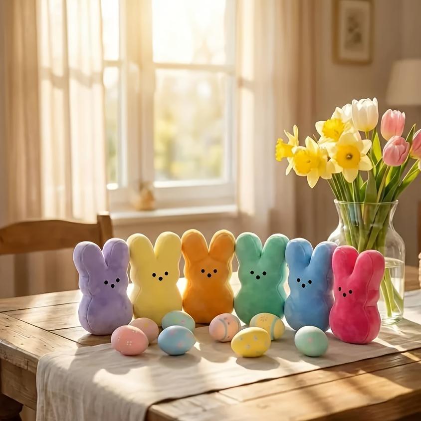 Cute Rabbit Plush Doll Set Soft Huggable Stuffed Animal in Bright Colors Ideal Gift for Children Daily Play and Home Decoration