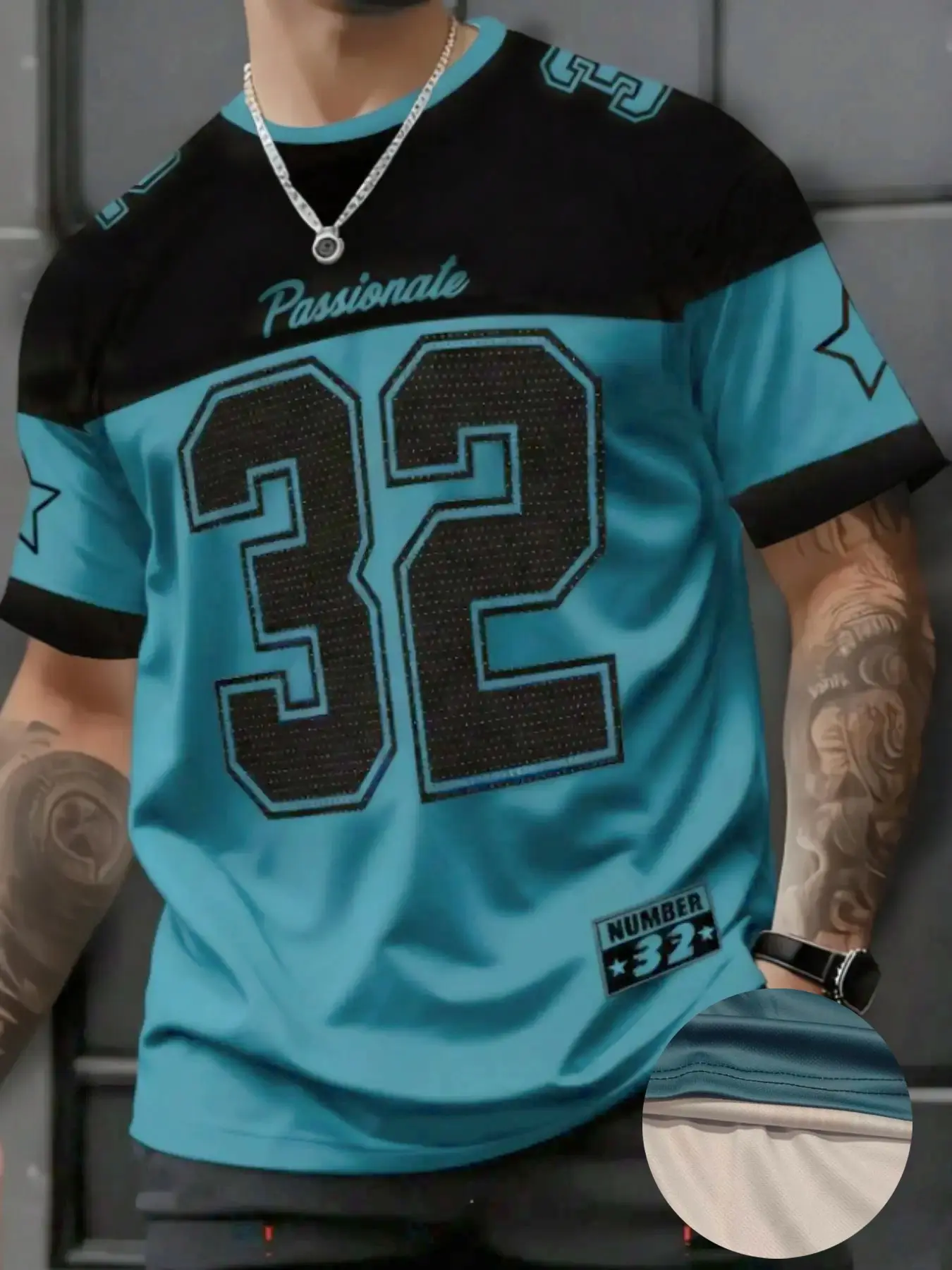 Men's Casual Round Neck Short Sleeve T-Shirt, Star & Number Print Stylish Football Jersey, Fitted All Seasons Sports Shirt, Sports Top, Workout Tops, Fitness Shirts, Fitness Apparel, Fitness Workout Shirt, Casual Sporty Top
