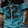 Men's Casual Round Neck Short Sleeve T-Shirt, Star & Number Print Stylish Football Jersey, Fitted All Seasons Sports Shirt, Sports Top, Workout Tops, Fitness Shirts, Fitness Apparel, Fitness Workout Shirt, Short Sleeved