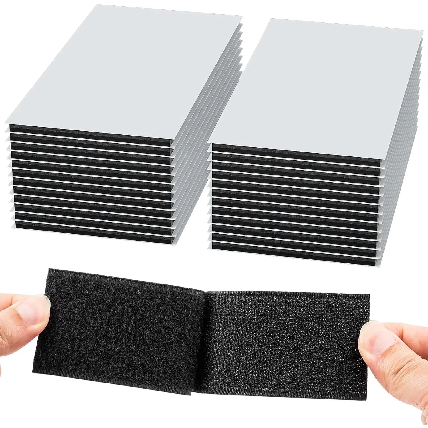32 Sets 1x4 Inch Hook and Loop Strips with Adhesive Heavy Duty Tape, Black