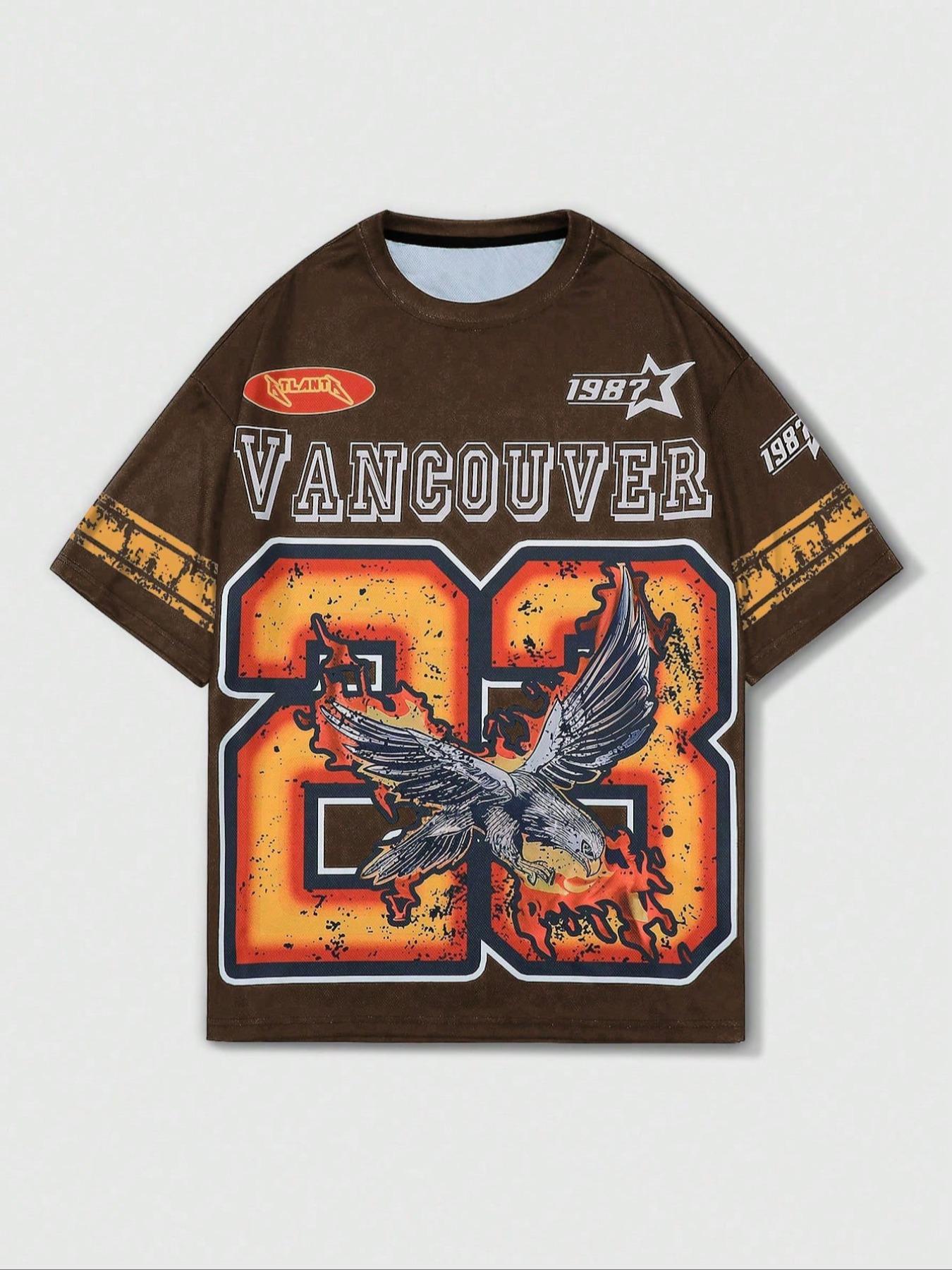 Men's Eagle Print Round Neck Graphic Tee, Regular Fit Casual Short Sleeve T-Shirt for Summer, Men's Top for Daily Wear, Streetwear, Casual Style Tee