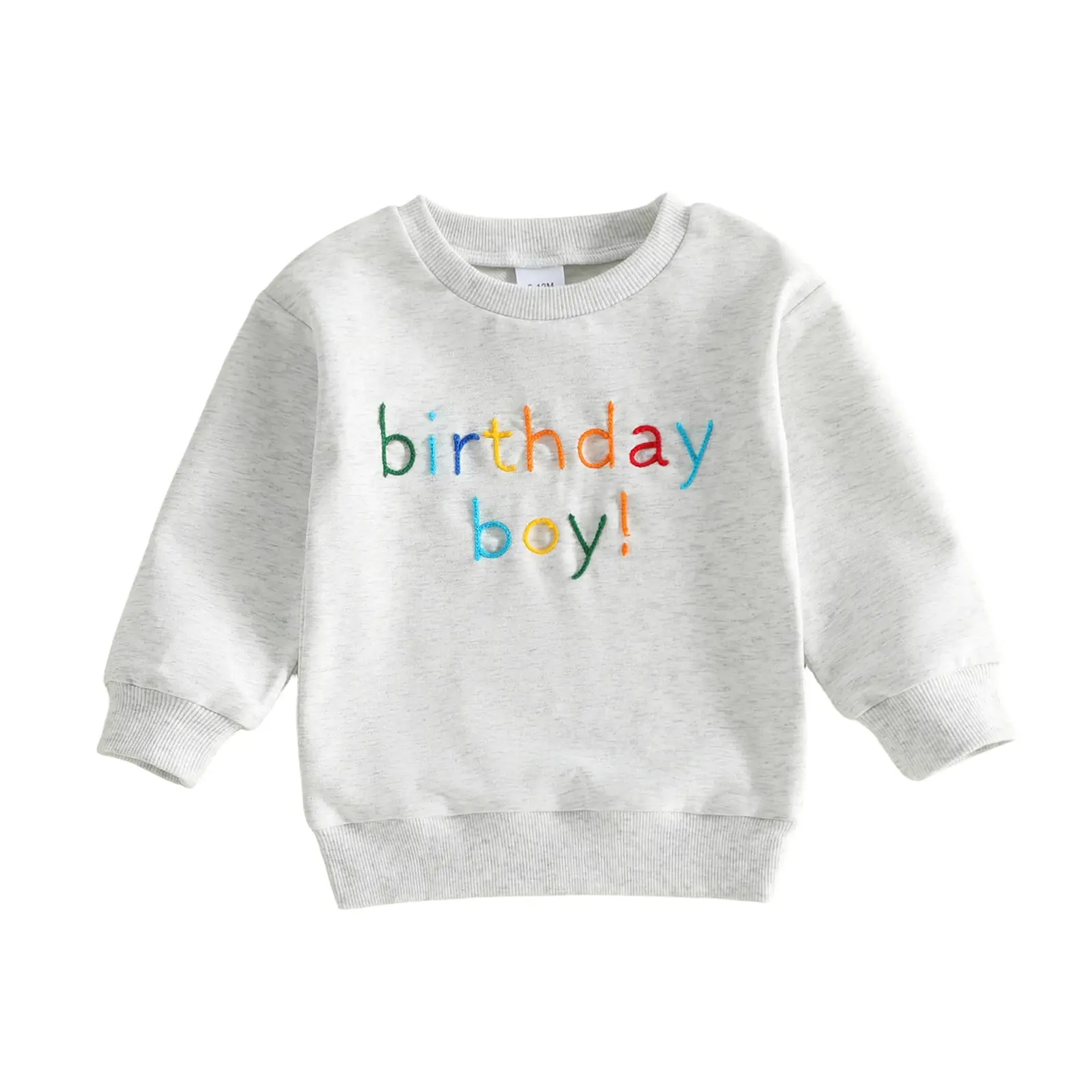 Babamoon Kids Crewneck Sweatshirt - Toddler Baby Birthday Theme Long Sleeve Pullover Top with Embroidered Letters for Boys and Girls