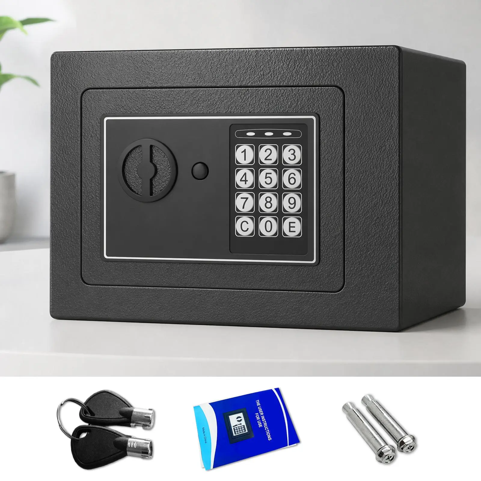Digital Keypad Steel Safe with Electronic Security Lock, Money Safe for Cash, 2-Keys Backup for Home & Office Use, Digital Keypad Safe