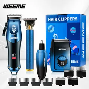 Weeme 4pcs Multifunctional Hair Shaver Set, Beard Trimmer Kit for Men, Home Use, USB Rechargeable, T-Head Clipper, Nose Hair Trimmer, Holiday Gift