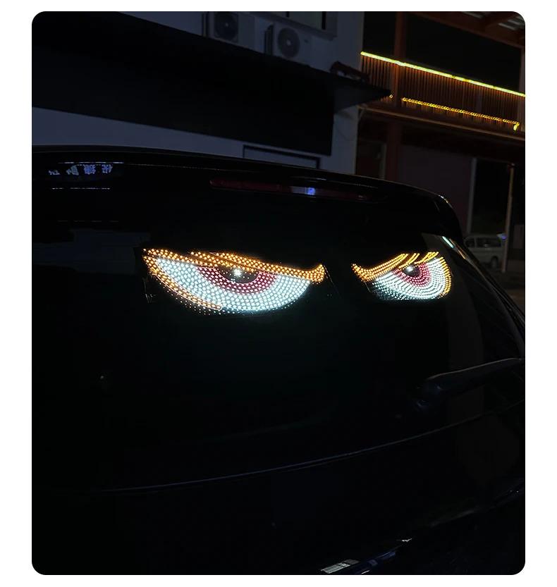 New Car Dynamic Devil's Eye Light Car Sticker Led Display Truck Car Front and Rear Windshield Glass Light Eye Warning Light