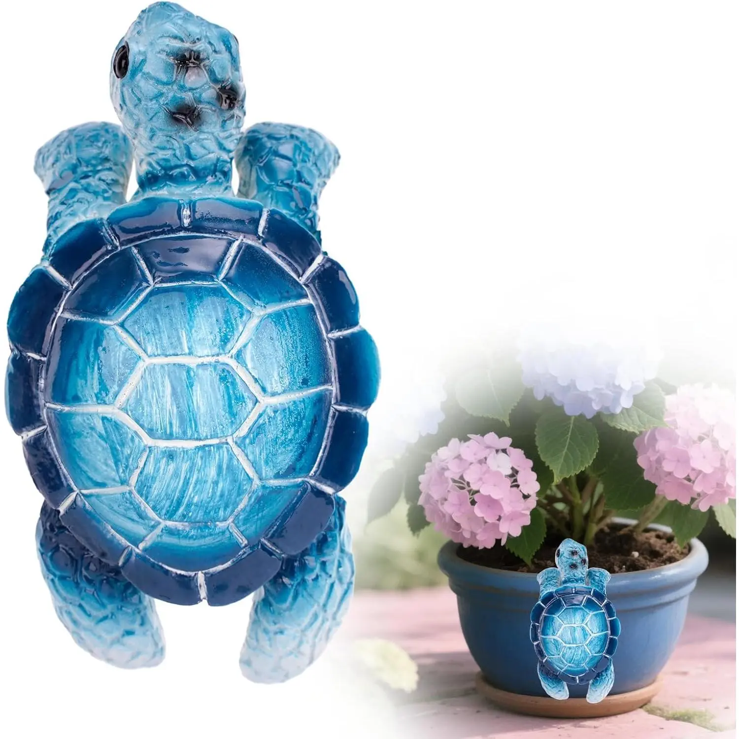 Blue Sea Turtle  Decorations,  Sea Turtle Decor  Decorations for Pots,  Sea Turtles Figurines Planter Flower Bed Decor,  Turtles Statue Outdoor Statues Yard Lawn Ornaments