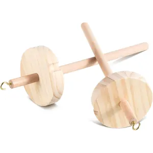 2 Pcs DIY Drop Spindle Top Whorl Kit for Spinning Wool Hand Wooden Yarn Spinning Wheel for Beginners Sewing