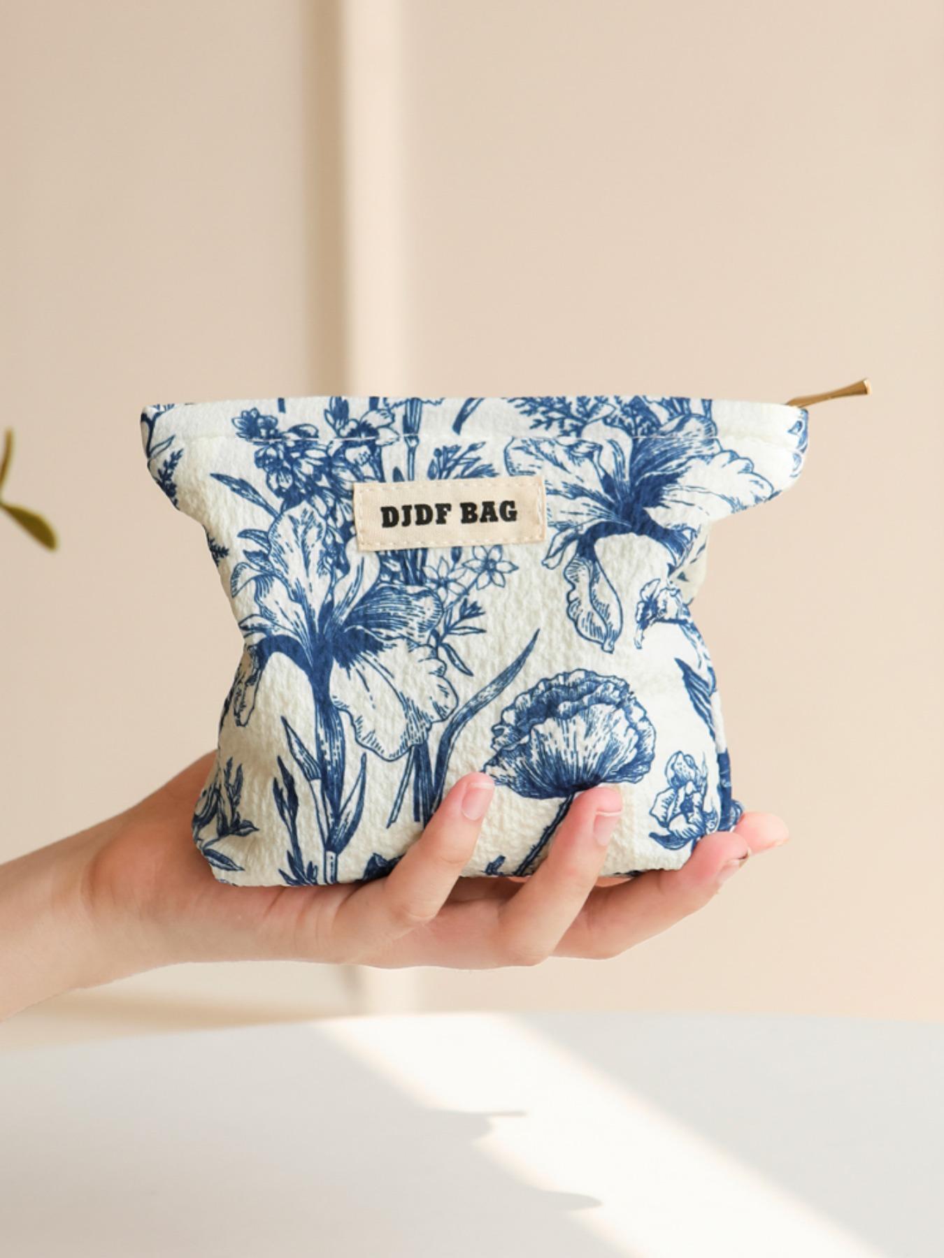 Floral Pattern Makeup Bag, Portable Cosmetic Storage Bag, Zipper Makeup Organizer Pouch, Versatile Storage Bag for Travel, Dormitory, Office, Home, Handheld Cosmetic Pouch